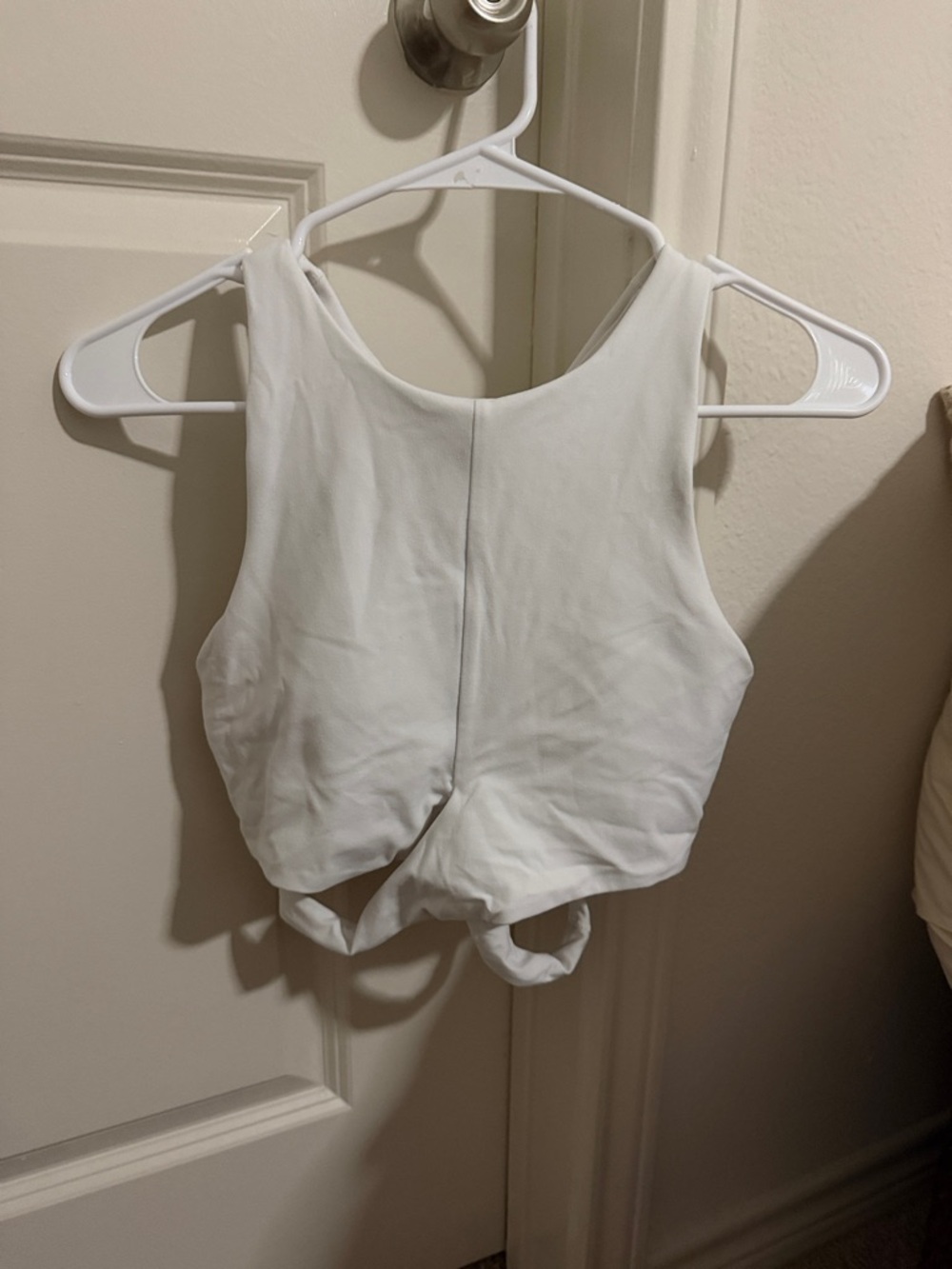 Athleta White Racerback Sports Bra with Back Keyhole